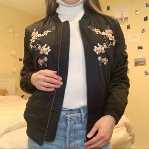 American Eagle Bomber Jacket with Floral Print
